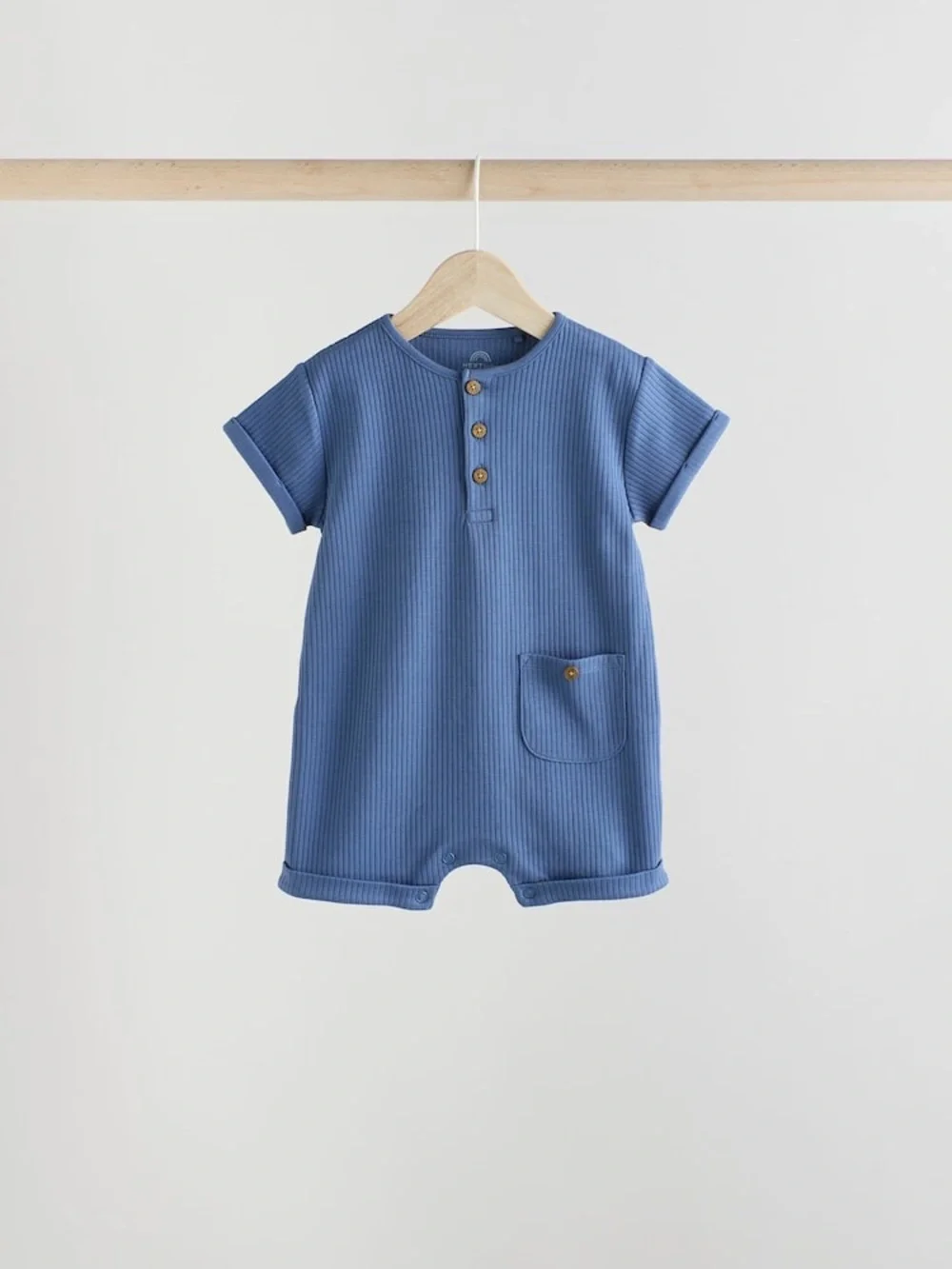 Next Blue Grandad Button Neck Baby Rompers 4 Pack- NWT- Up to 3mths